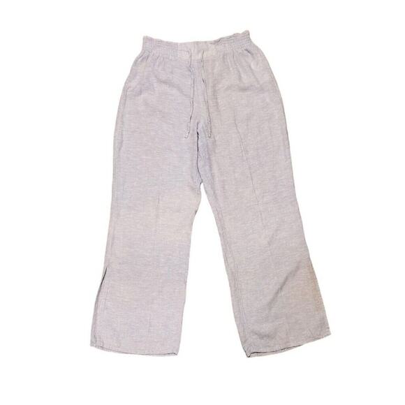 Cynthia Rowley Sz L Lavender Wide Leg Side Slit Linen Rayon Drawstring Pants - Picture 1 of 9